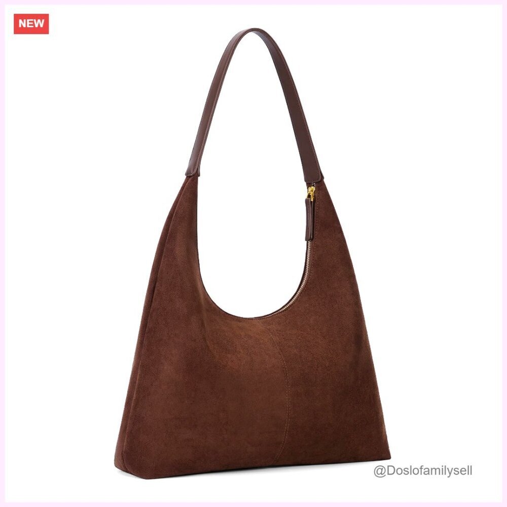 Faux Suede Tote Bag Slouchy Hobo Shoulder Bag Minimal Chic Fall Purse